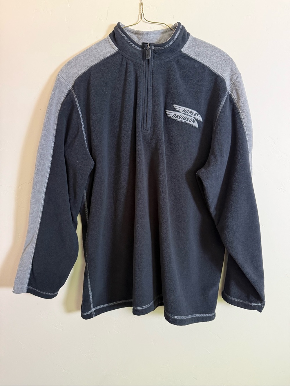 Harley-Davidson Black and Light Gray Quarter-Zip Fleece Pullover 2XL